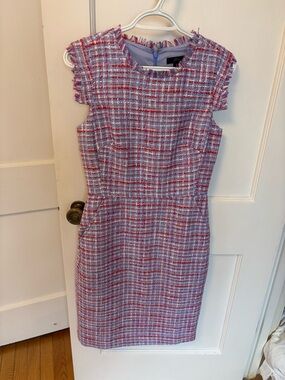 J. Crew Pink and Lavender Tweed Resume Dress